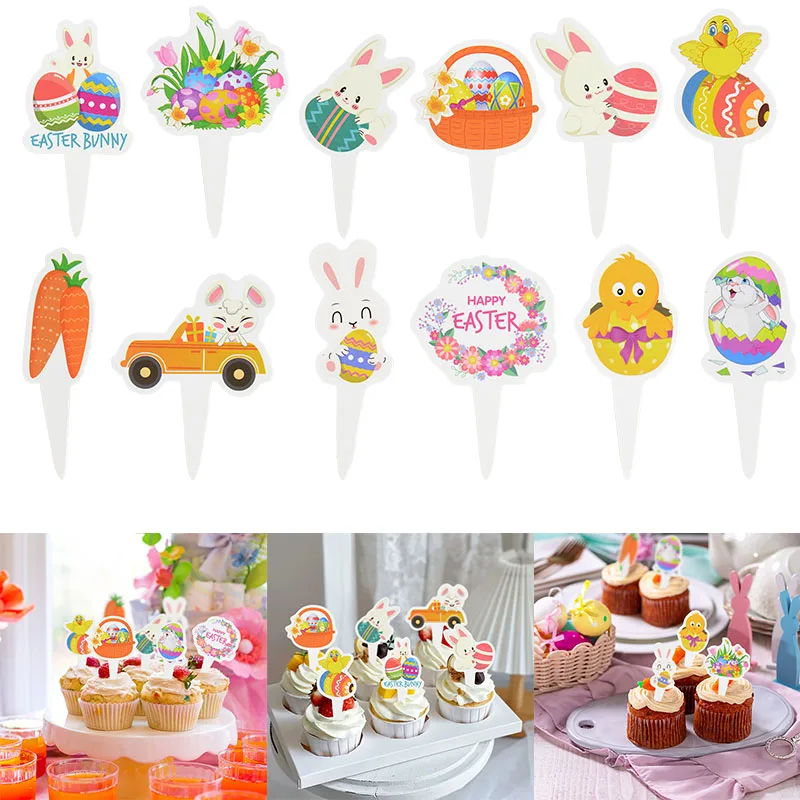 Velykų Triušis Cupcake Rėžtuvės Happy Easter Bunny Kiaušinių Pyragas Topper Vaikams Gimtadienio Velykų Pyragas Apdaila 