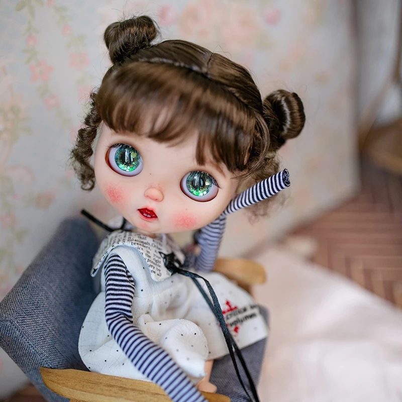 YESTARY BJD Doll Perukas Blythe Dydžio Lėlės Priedai Perukas Žaislas Medžių Lėlės Dirbtiniais Moheros Mielas Meatball Galvos Mergaitėms Lėlės Nuotrauka 0
